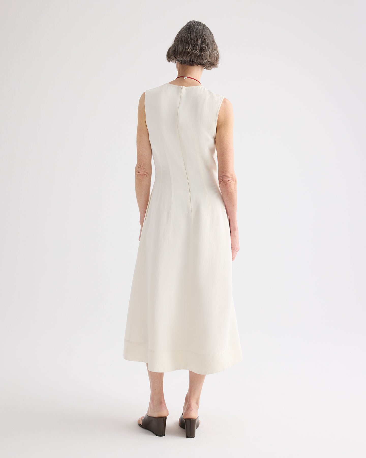 TWP Bone Crew Neck Dress With Darts in Coated Viscose Linen view 5