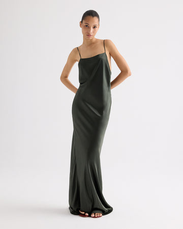 Scoop Back Slip Dress in Stretch Superwashed Silk