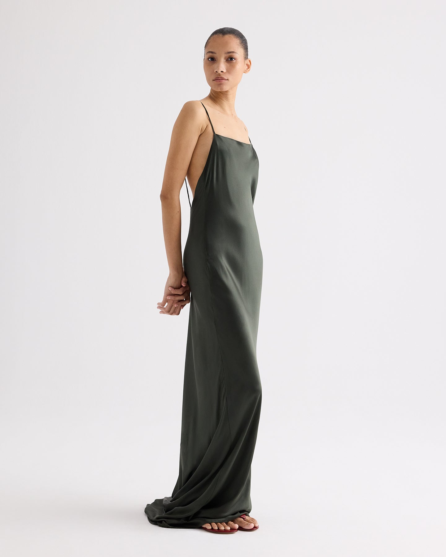 TWP Open-Back Silk Maxi Slipdress, Rosin, Women's, 8