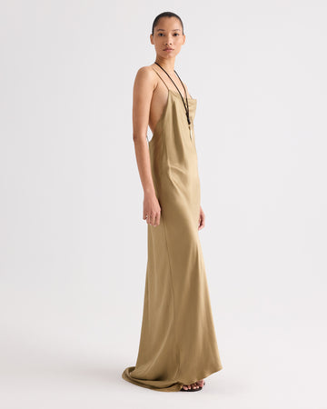 TWP Kelp Scoop Back Slip Dress in Washed Crepe Back Satin view 2