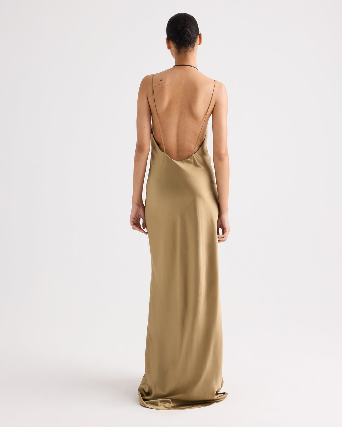 TWP Kelp Scoop Back Slip Dress in Washed Crepe Back Satin view 4
