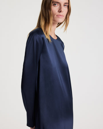 TWP Blueberry Nightfall Dress in Washed Crepe Back Silk Satin view 5