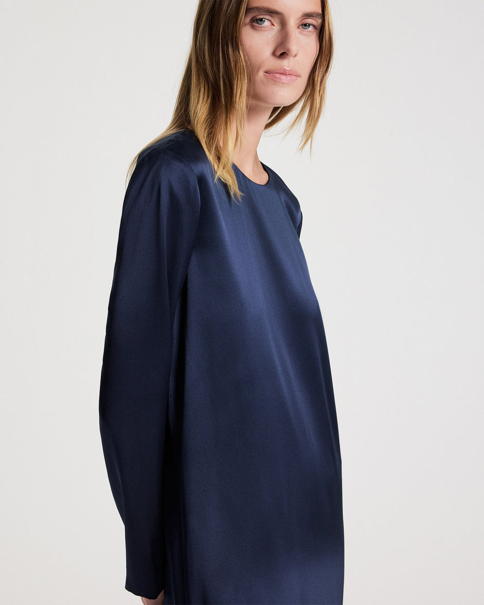 TWP Blueberry Nightfall Dress in Washed Crepe Back Silk Satin view 5