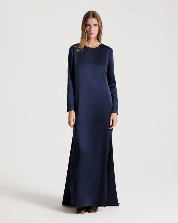 TWP Blueberry Nightfall Dress in Washed Crepe Back Silk Satin view 1