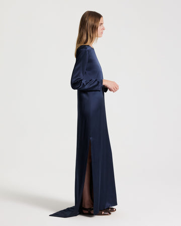 TWP Blueberry Nightfall Dress in Washed Crepe Back Silk Satin view 3