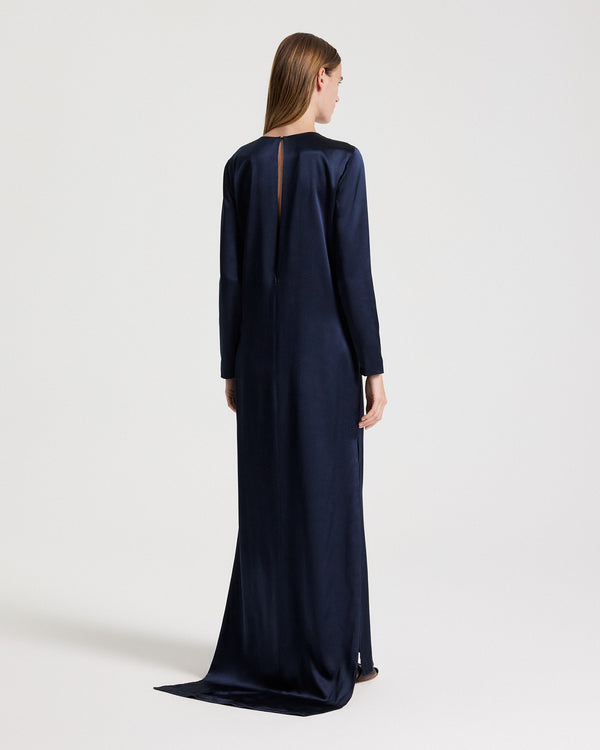 TWP Blueberry Nightfall Dress in Washed Crepe Back Silk Satin view 4