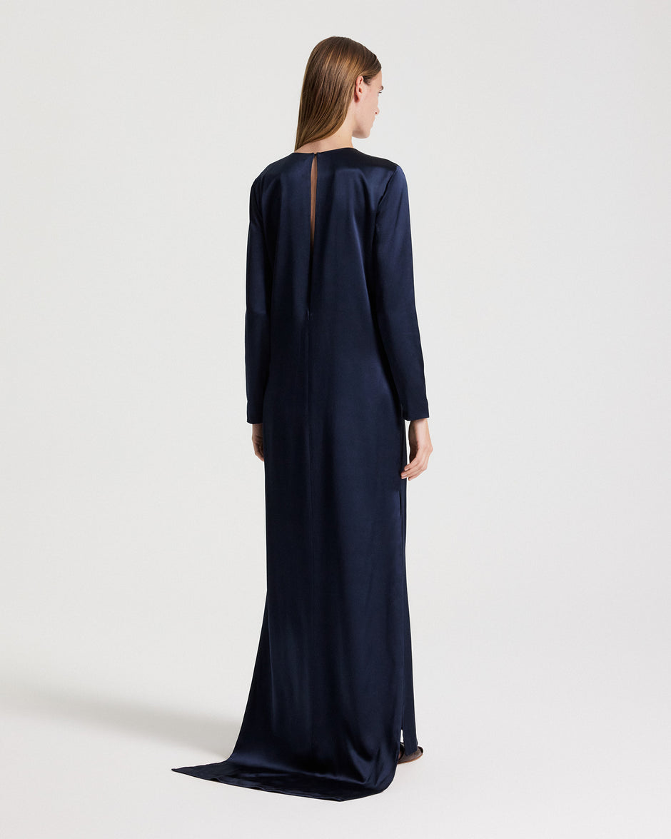 TWP Blueberry Nightfall Dress in Washed Crepe Back Silk Satin view 4