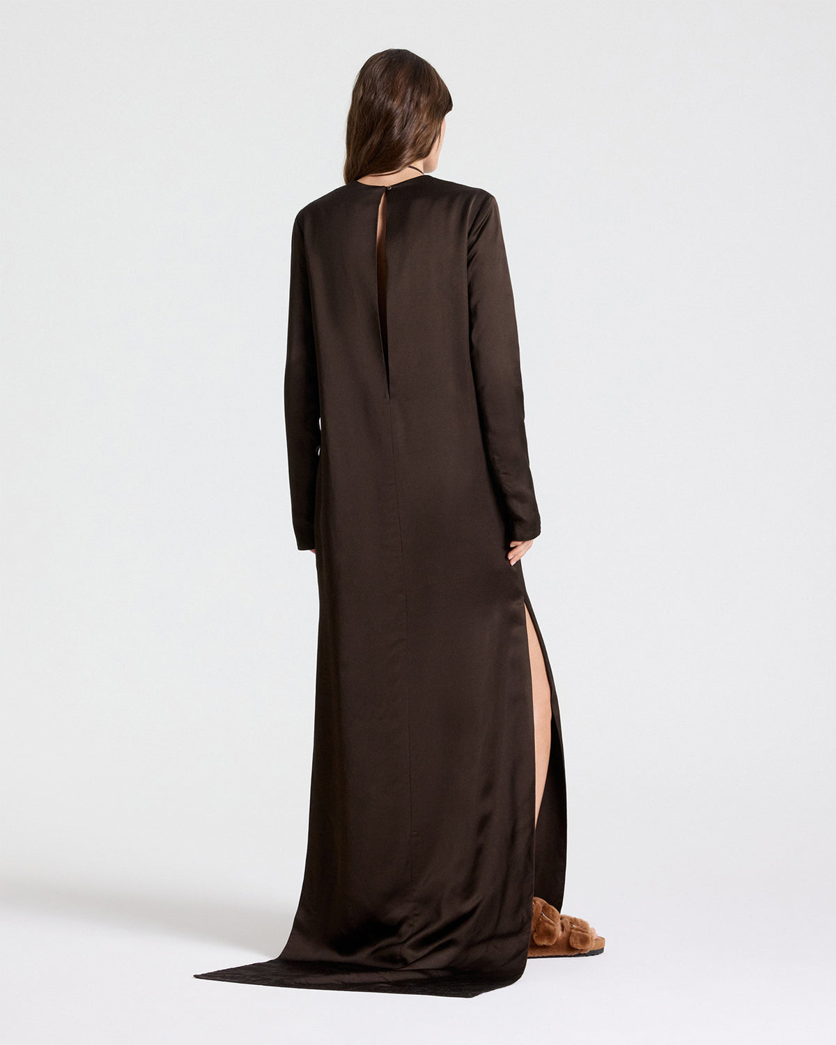 TWP Turkish coffee Nightfall Dress in Washed Crepe Back Silk Satin view 5