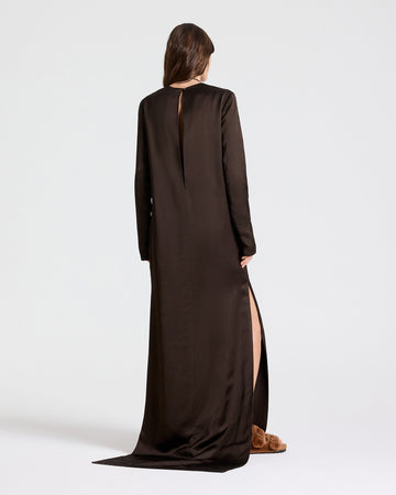 TWP Turkish coffee Nightfall Dress in Washed Crepe Back Silk Satin view 5