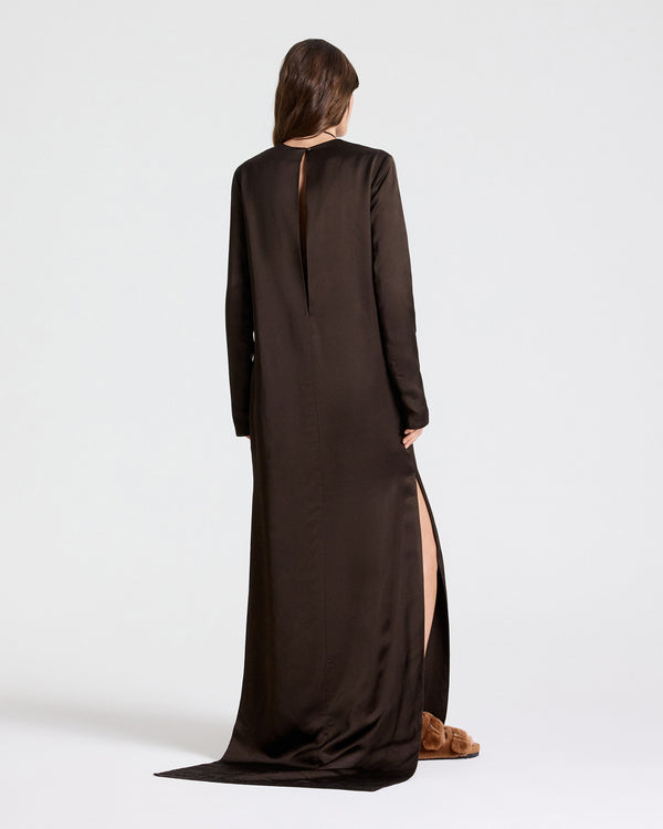TWP Turkish coffee Nightfall Dress in Washed Crepe Back Silk Satin view 5