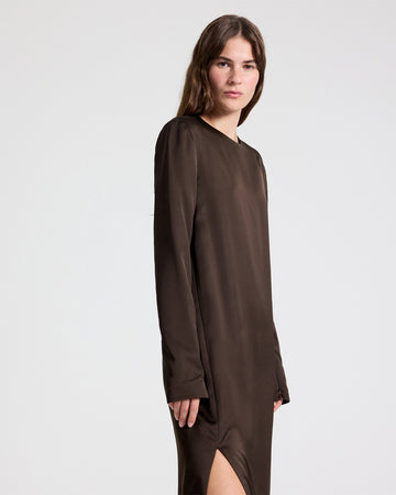 TWP Turkish coffee Nightfall Dress in Washed Crepe Back Silk Satin view 2