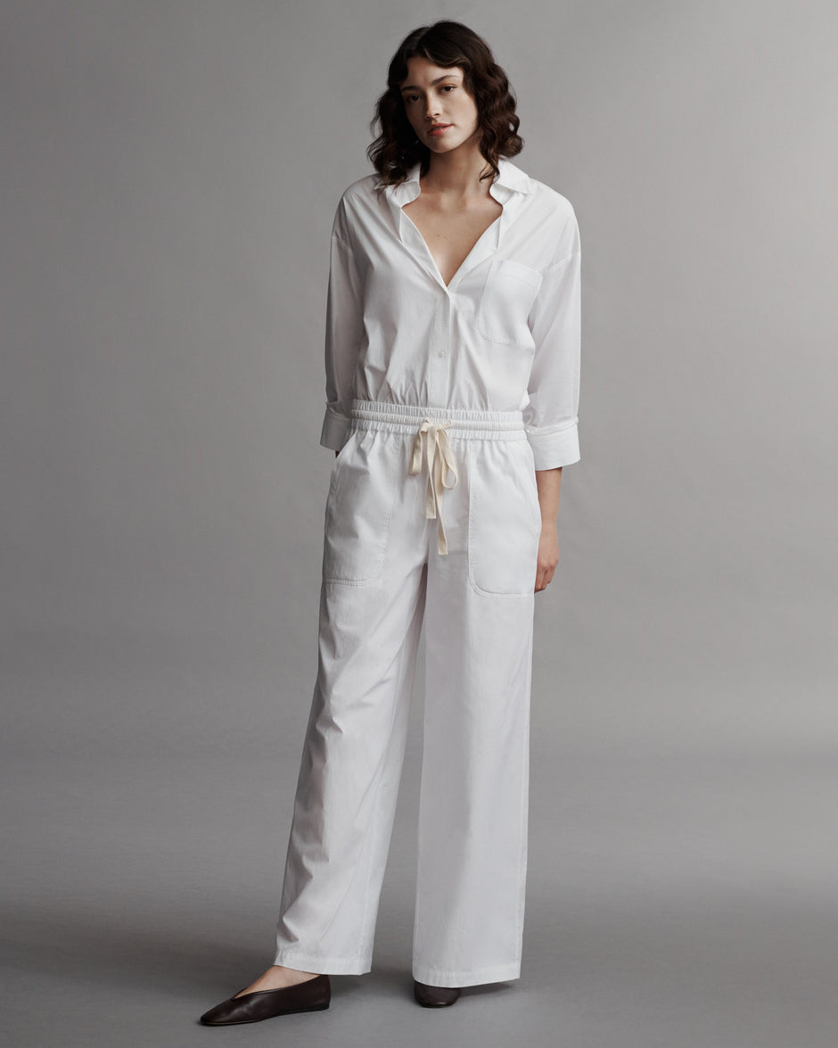 TWP White Main Street Pant in Vintage Washed Cotton Poplin view 3