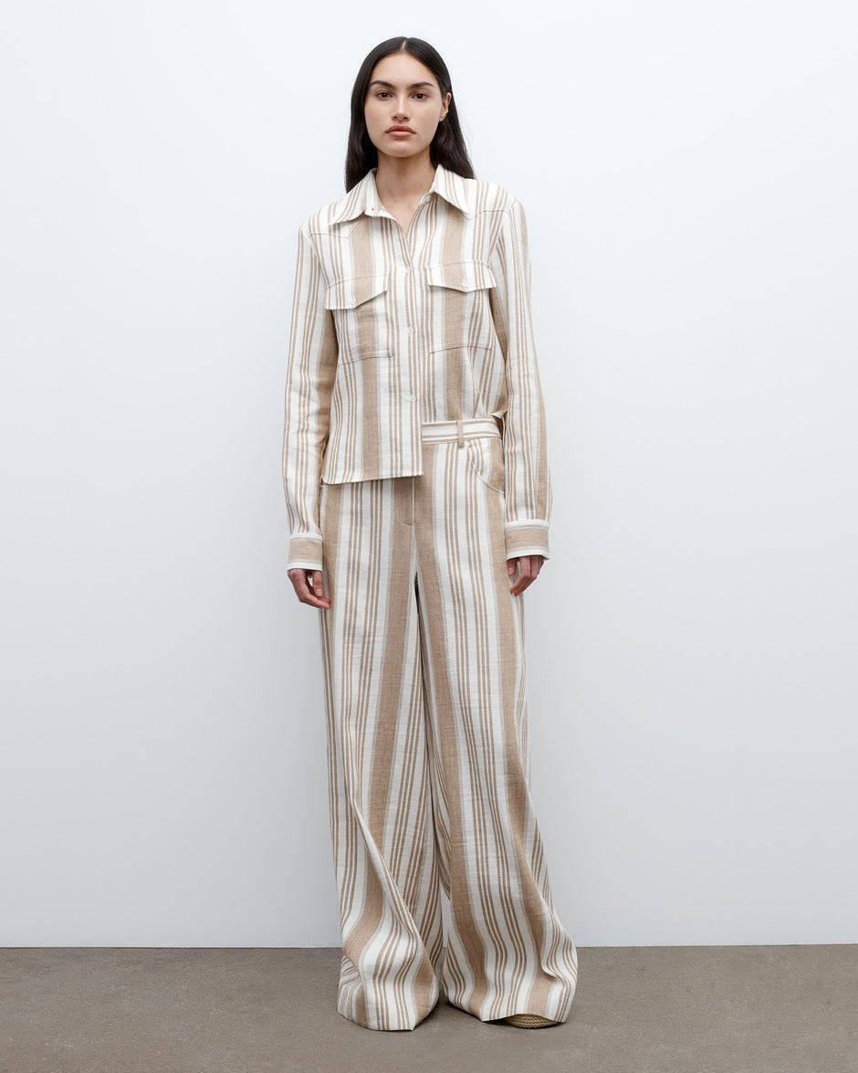 TWP White/khaki Demie Trouser in Tosca Barre Linen view 1