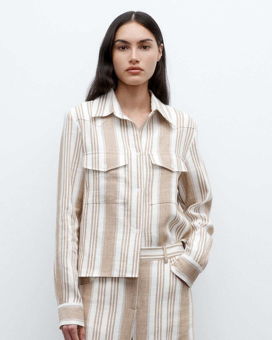 TWP White/khaki New Carter Top in Tosca Barre Linen view 1