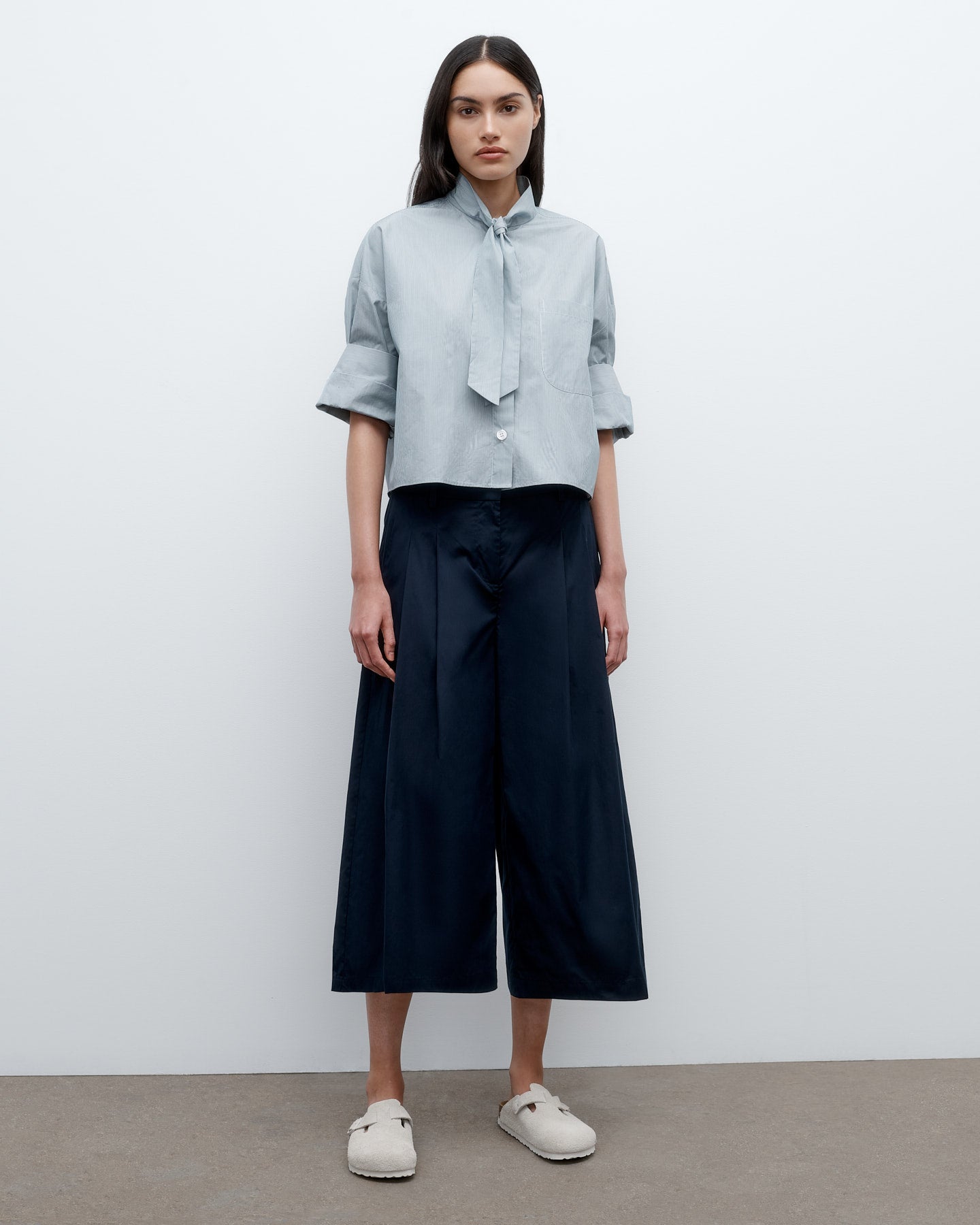 TWP Indigo / white Next Ex Shirt with Tie in Baroness Stripe Cotton view 6