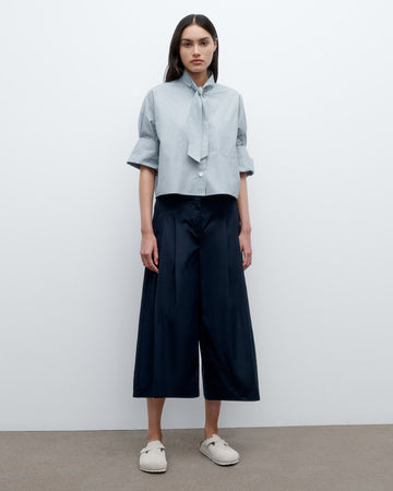 TWP Indigo / white Next Ex Shirt with Tie in Baroness Stripe Cotton view 6
