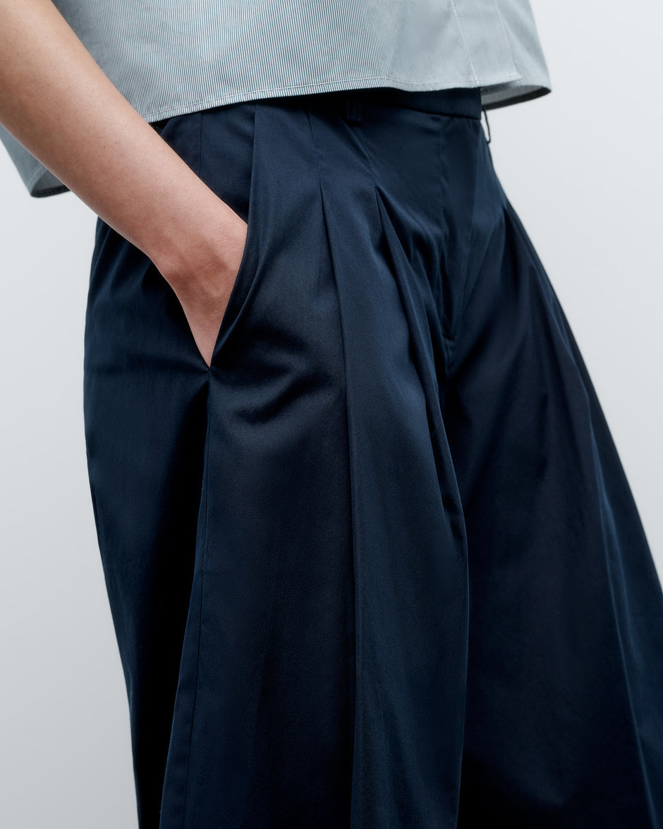 TWP Midnight Cropped Didi Pant in Vintage Washed Poplin view 3