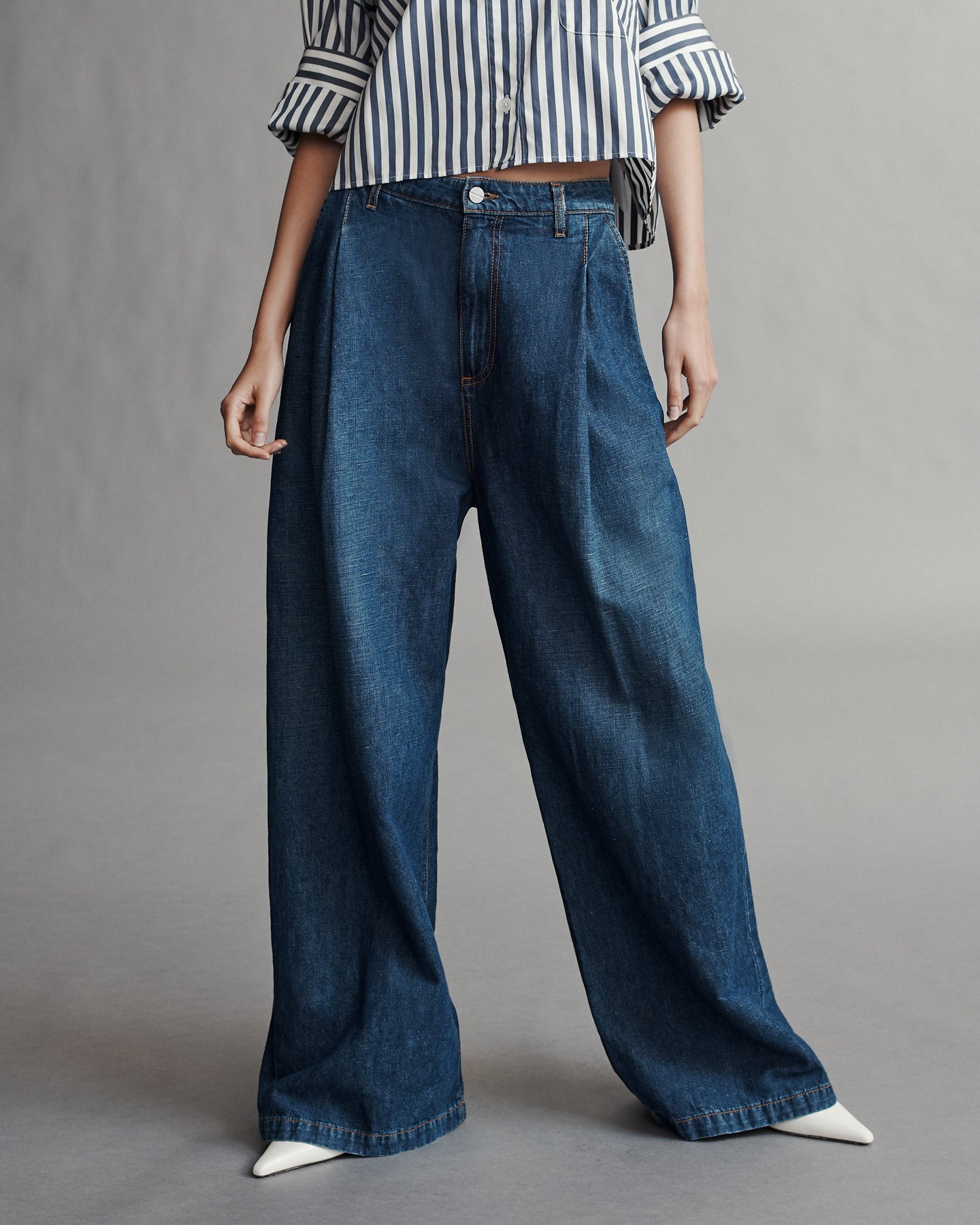 TWP Dark wash Greene St. Pant in Linen Cotton Denim view 1