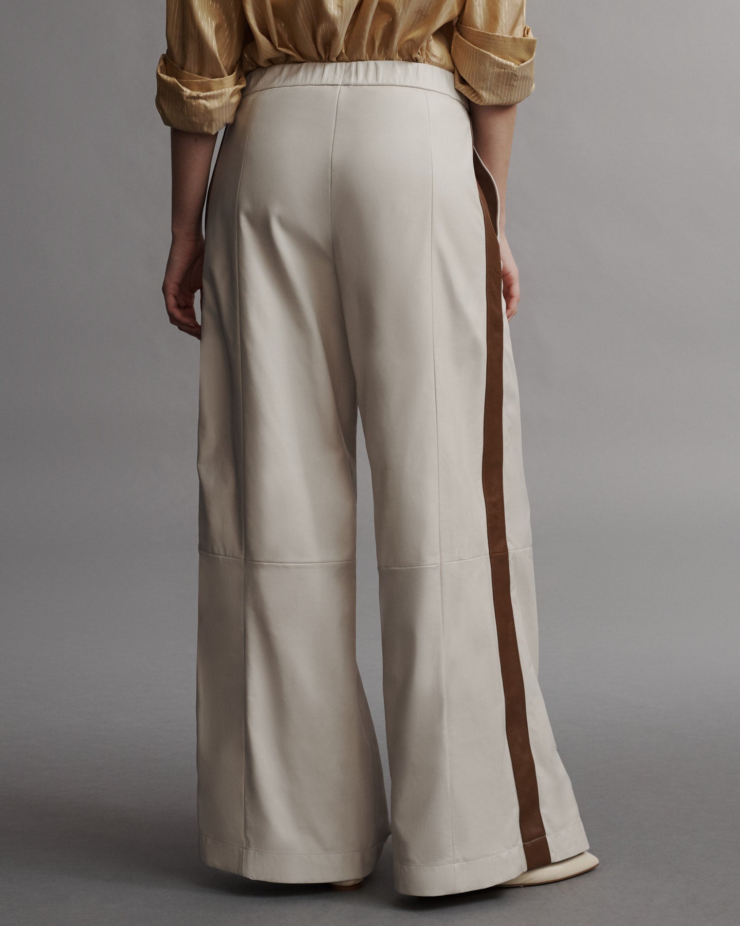 TWP Creama / mahogany Eva Pant with Tux Stripe in Paper Leather view 5