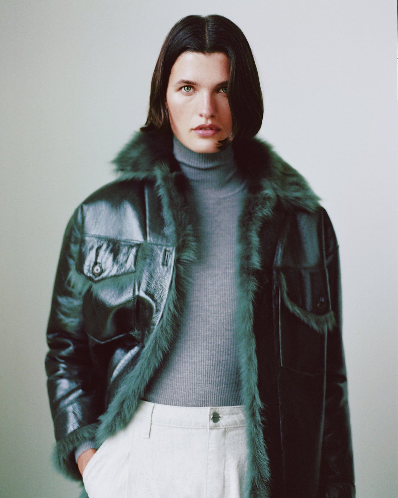 TWP Deep green Aspen Jacket in Luxe Shearling view 7
