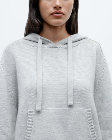 TWP White heather grey Saddle Crew Hoodie in Cashmere view 4