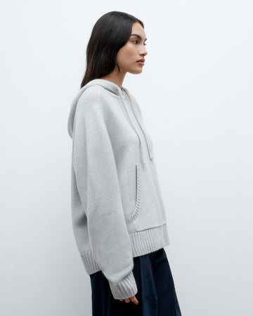 TWP White heather grey Saddle Crew Hoodie in Cashmere view 5