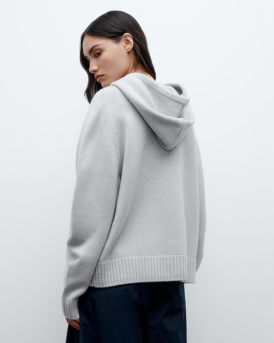 TWP White heather grey Saddle Crew Hoodie in Cashmere view 6