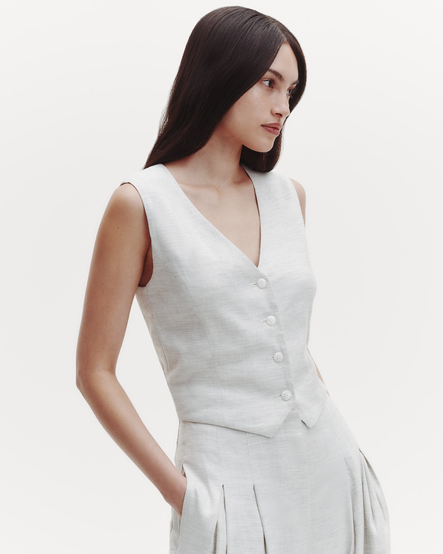 TWP Grey/ivory Kiki&#39;s Vest in Viscose Linen view 1