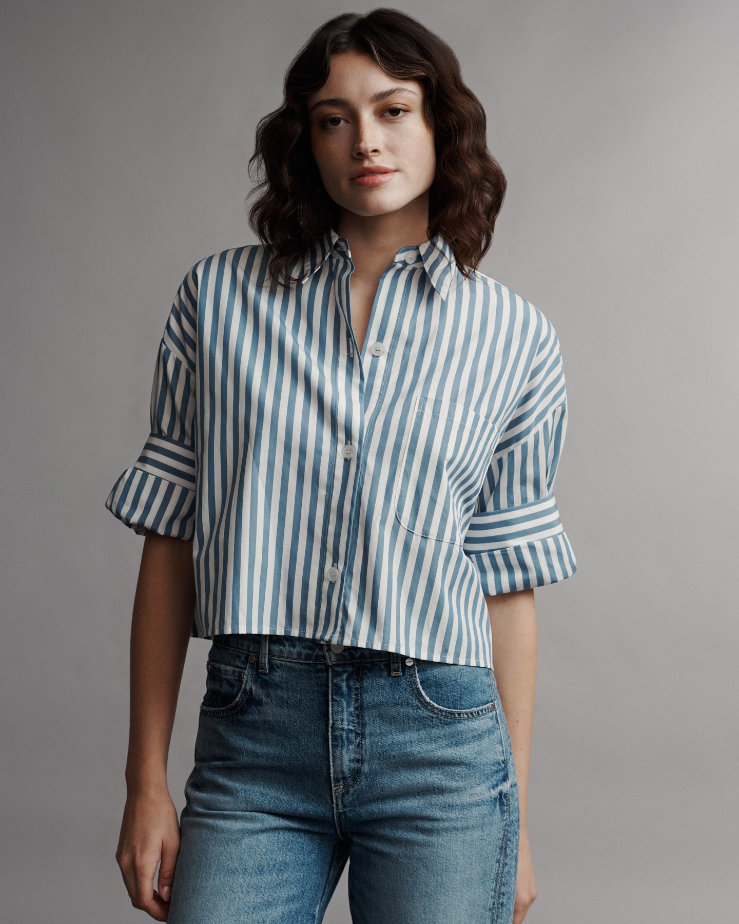 TWP White / vintage denim Next Ex Shirt in Superfine Cotton view 2