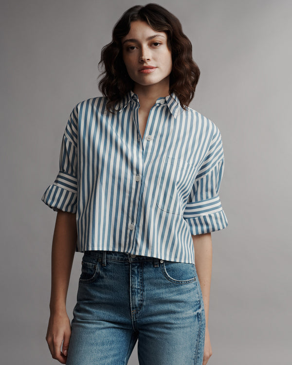 TWP White / vintage denim Next Ex Shirt in Superfine Cotton view 2