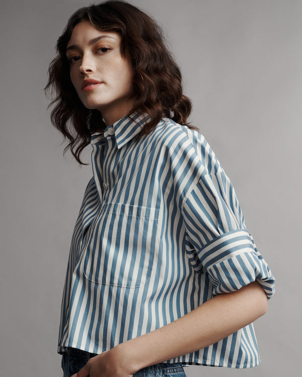 TWP White / vintage denim Next Ex Shirt in Superfine Cotton view 1