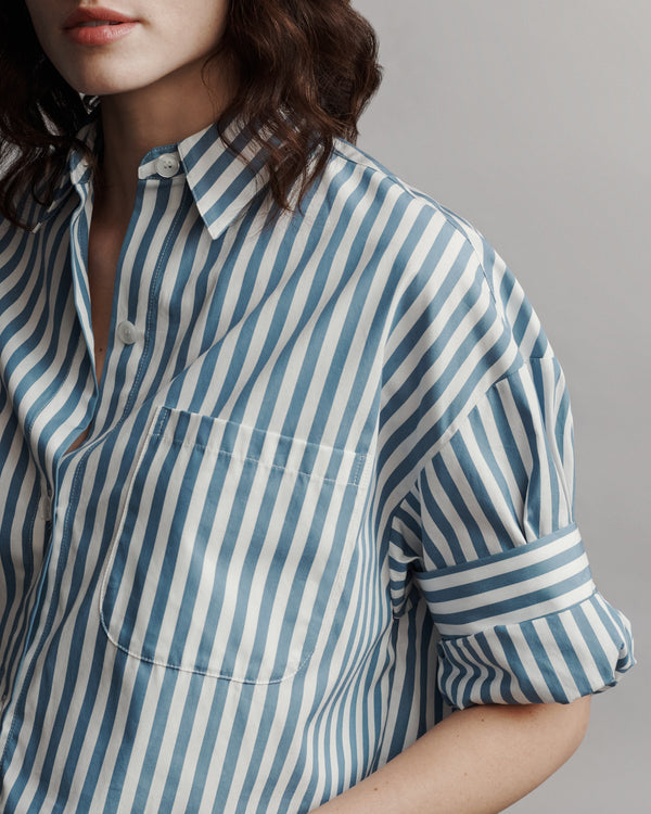TWP White / vintage denim Next Ex Shirt in Superfine Cotton view 3