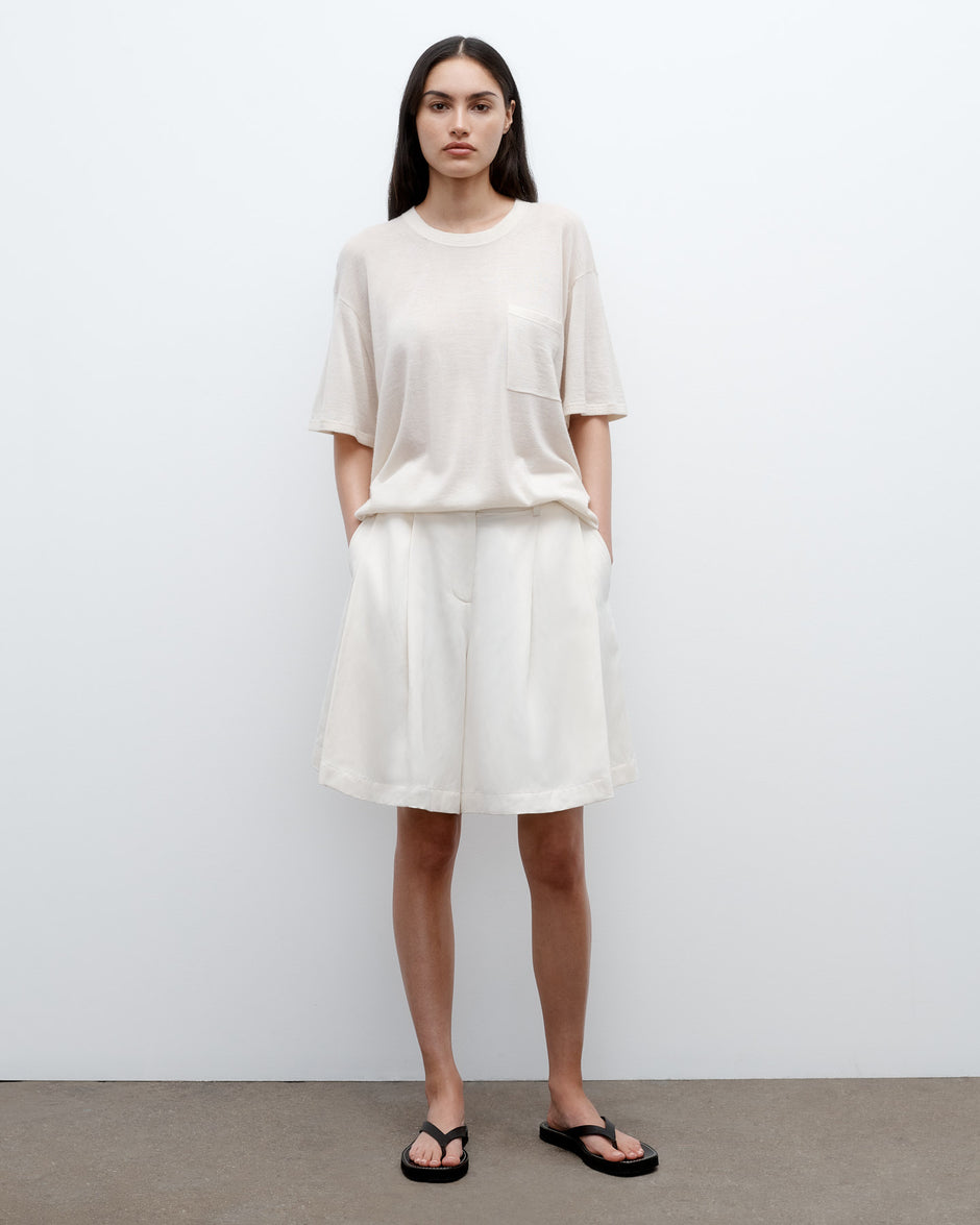 TWP Bone Galley Short in Coated Viscose Linen view 1