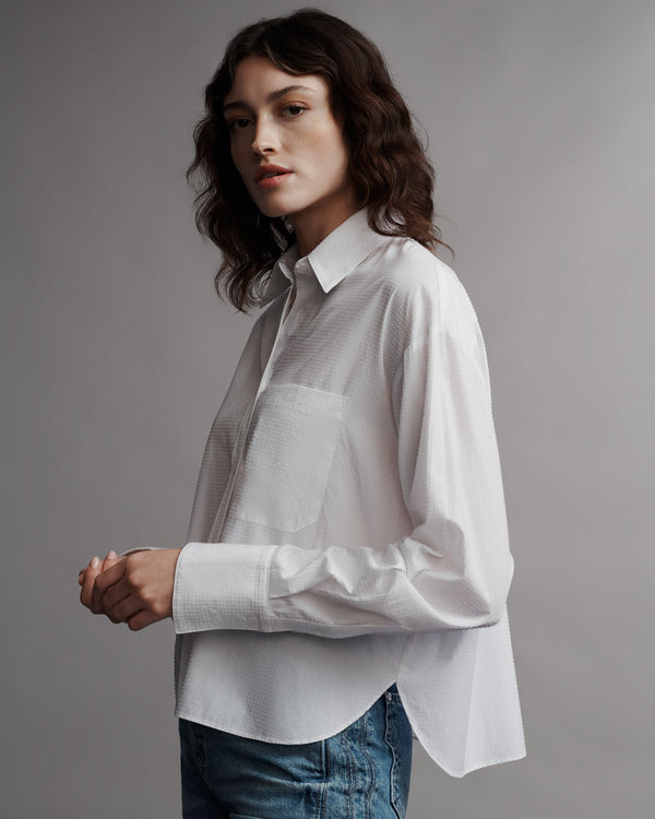 TWP White Average Joe Top in Superfine Cotton with Crystals view 3