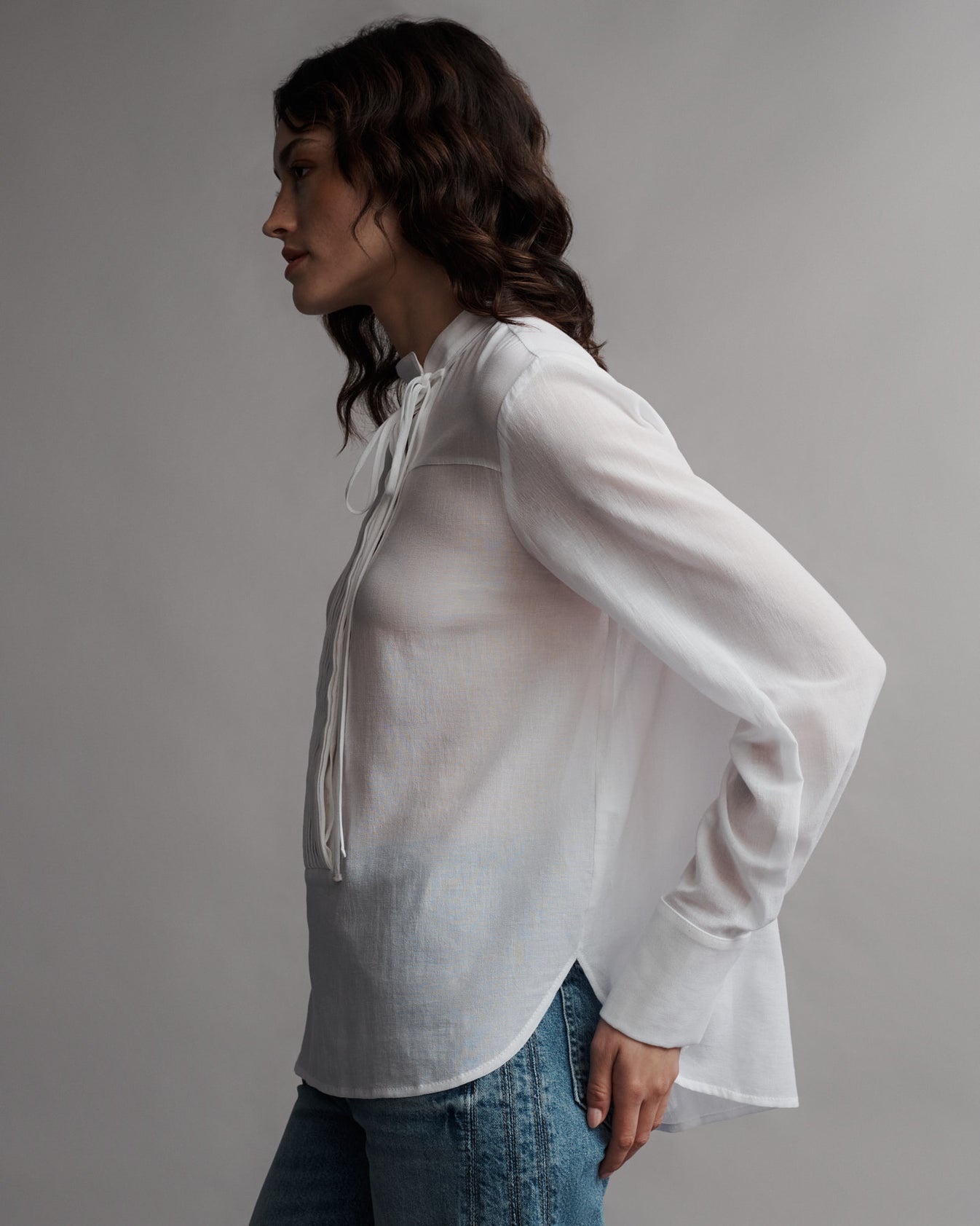 TWP White Gabriel Shirt in Cotton Voile view 3