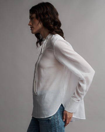 TWP White Gabriel Shirt in Cotton Voile view 3