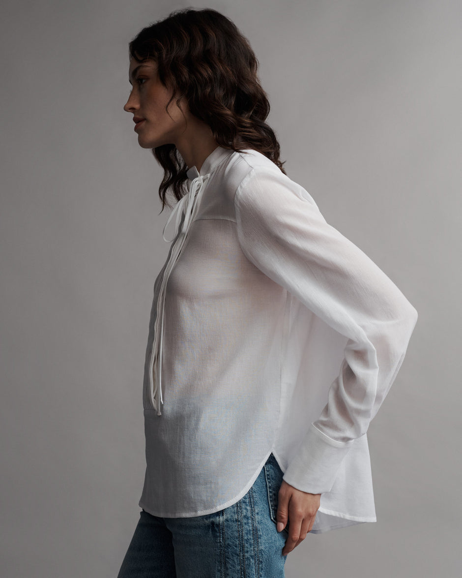 TWP White Gabriel Shirt in Cotton Voile view 3