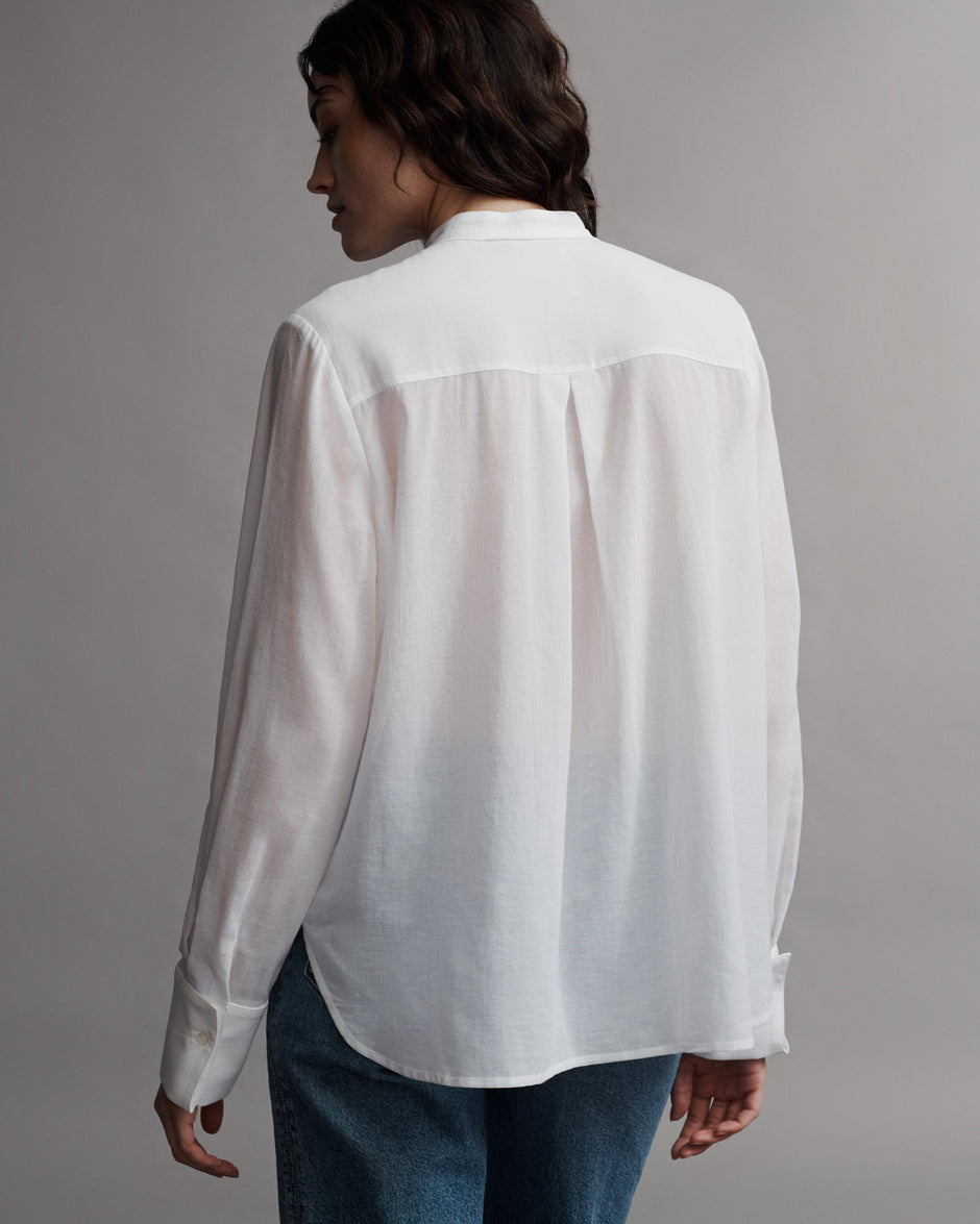 TWP White Gabriel Shirt in Cotton Voile view 4