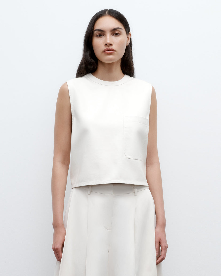 TWP Bone Cropped Muscle Tank in Paper Leather view 1