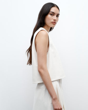 TWP Bone Cropped Muscle Tank in Paper Leather view 1