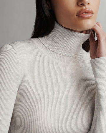 TWP White heather grey Knit Turtleneck in Merino Wool view 7