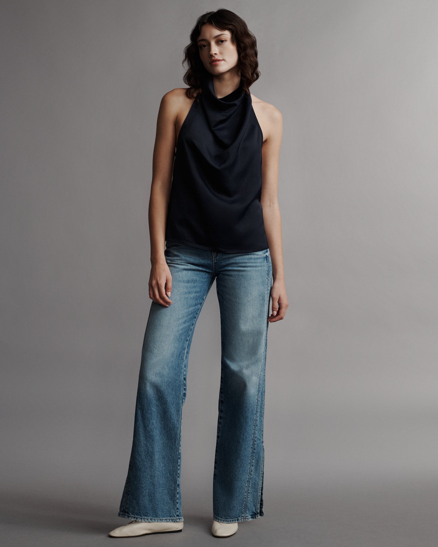 TWP Midnight Friday Night Top in Coated Viscose Linen view 2