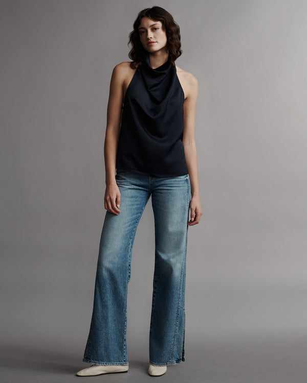 TWP Midnight Friday Night Top in Coated Viscose Linen view 2