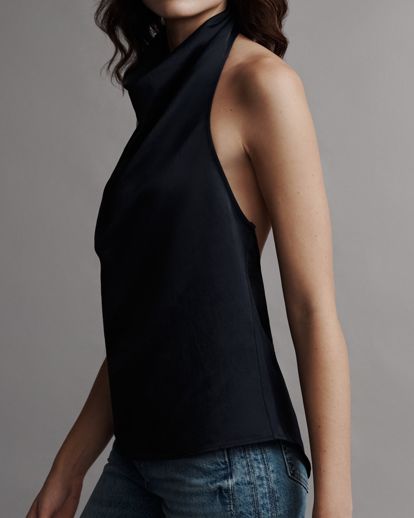 TWP Midnight Friday Night Top in Coated Viscose Linen view 4