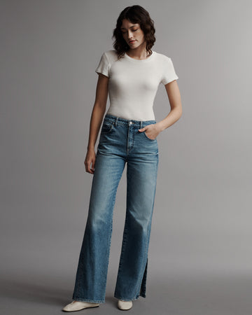 TWP White Ribbed Tee in Cotton view 7