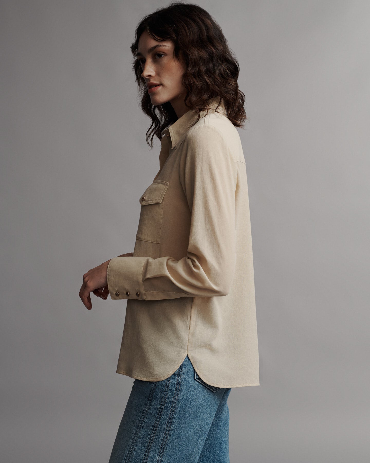 TWP Sandstone Rancher&#39;s Daughter Shirt in Cotton Voile view 3