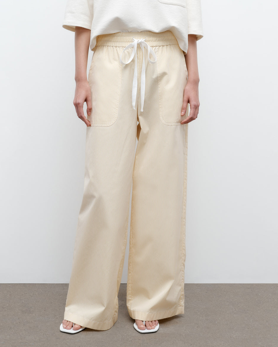 TWP Ivory / yellow Main St. Pant in Banker Stripe Cotton view 1