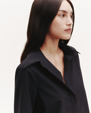 TWP Midnight Button Me Up Top in Ultrafine Stretch Suiting view 1