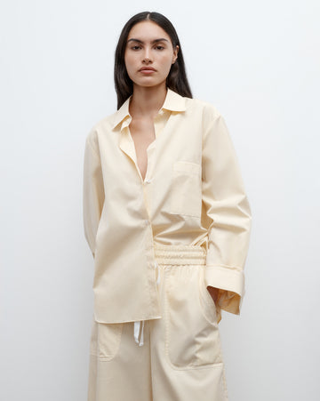 TWP Ivory / yellow Next Morning Shirt in Cotton Banker Stripe view 1