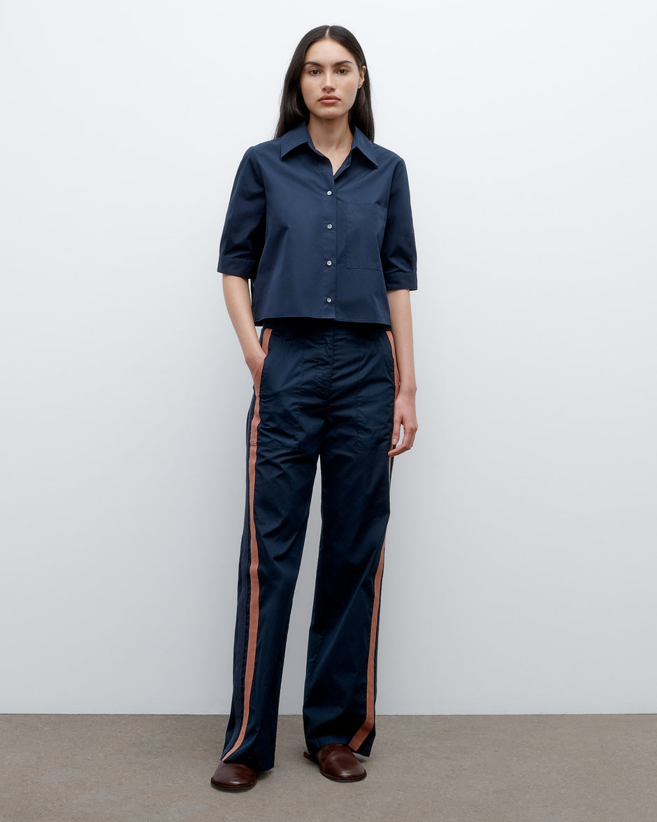 TWP Midnight Isabelle Pant in Vintage Washed Poplin view 5